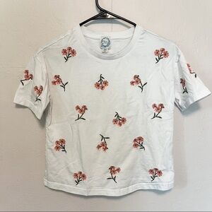 Blue Rain Floral Embroidered Tee